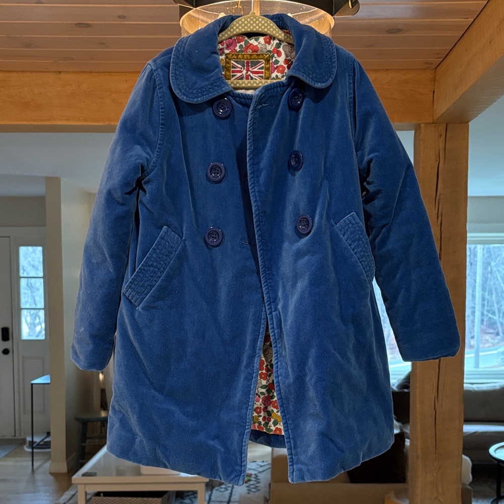 Mini Biden velvet pea coat blue size 3-4